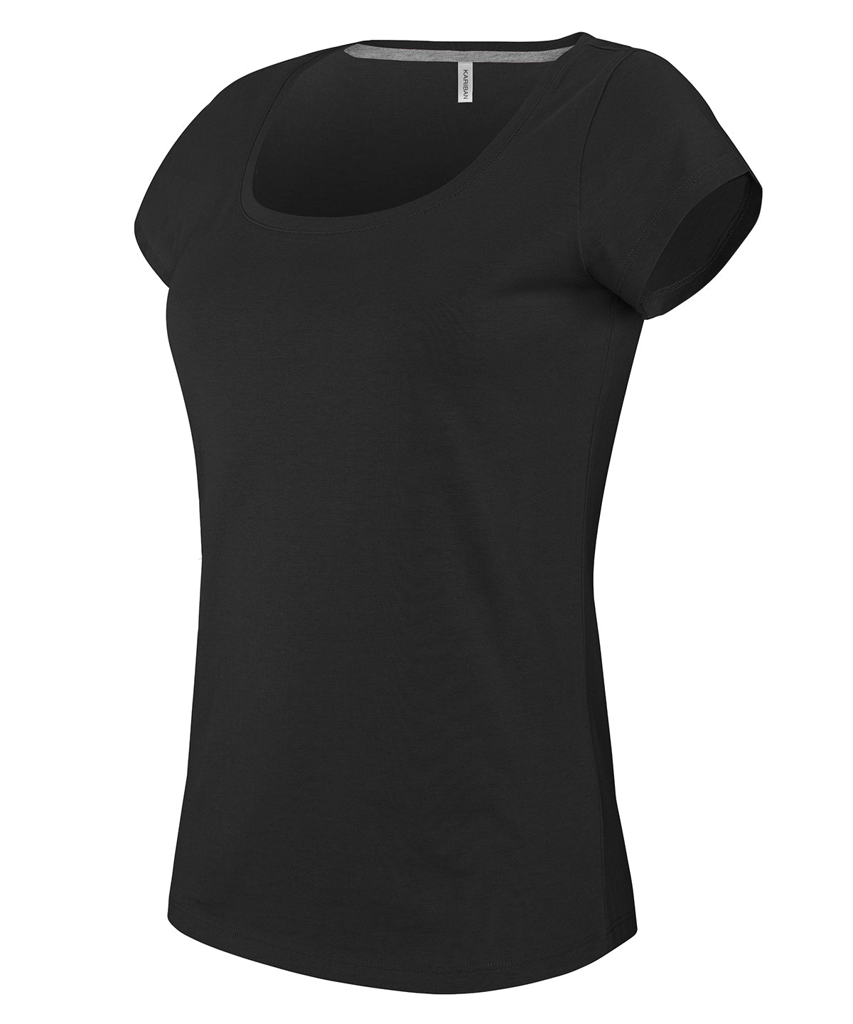 Ladies boat neck short-sleeved T-shirt | Black