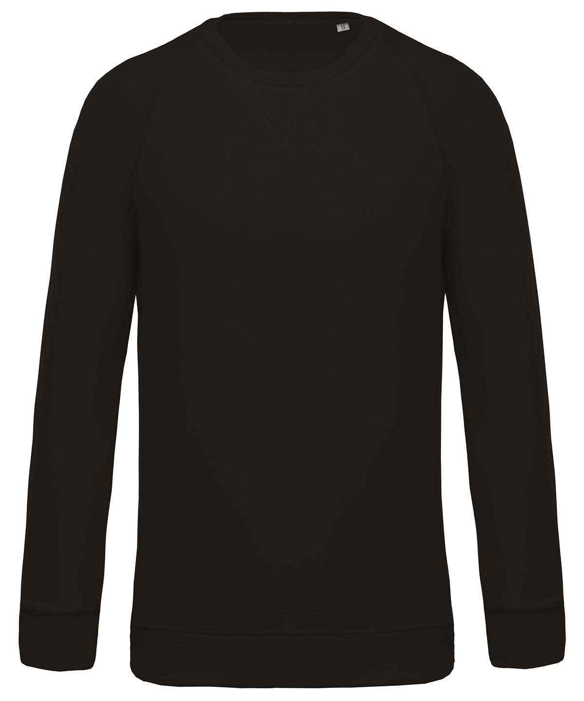 Mens organic cotton crew neck raglan sleeve sweatshirt | Black