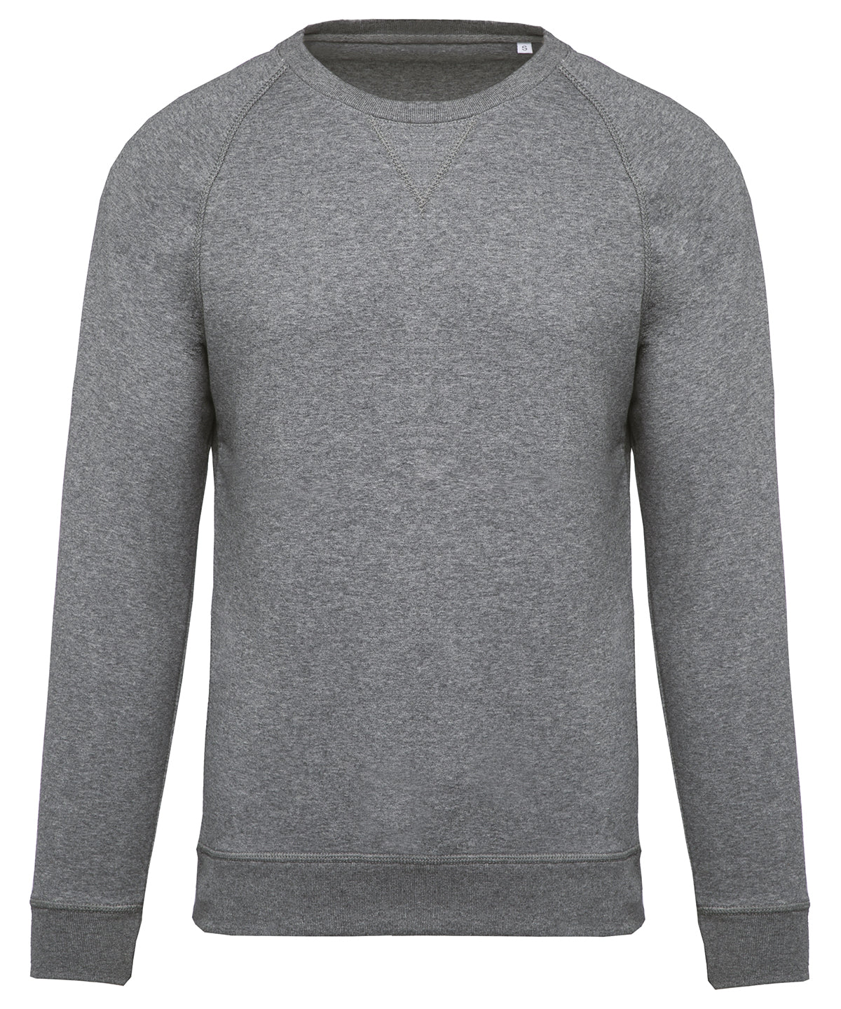 Mens organic cotton crew neck raglan sleeve sweatshirt | Grey Heather