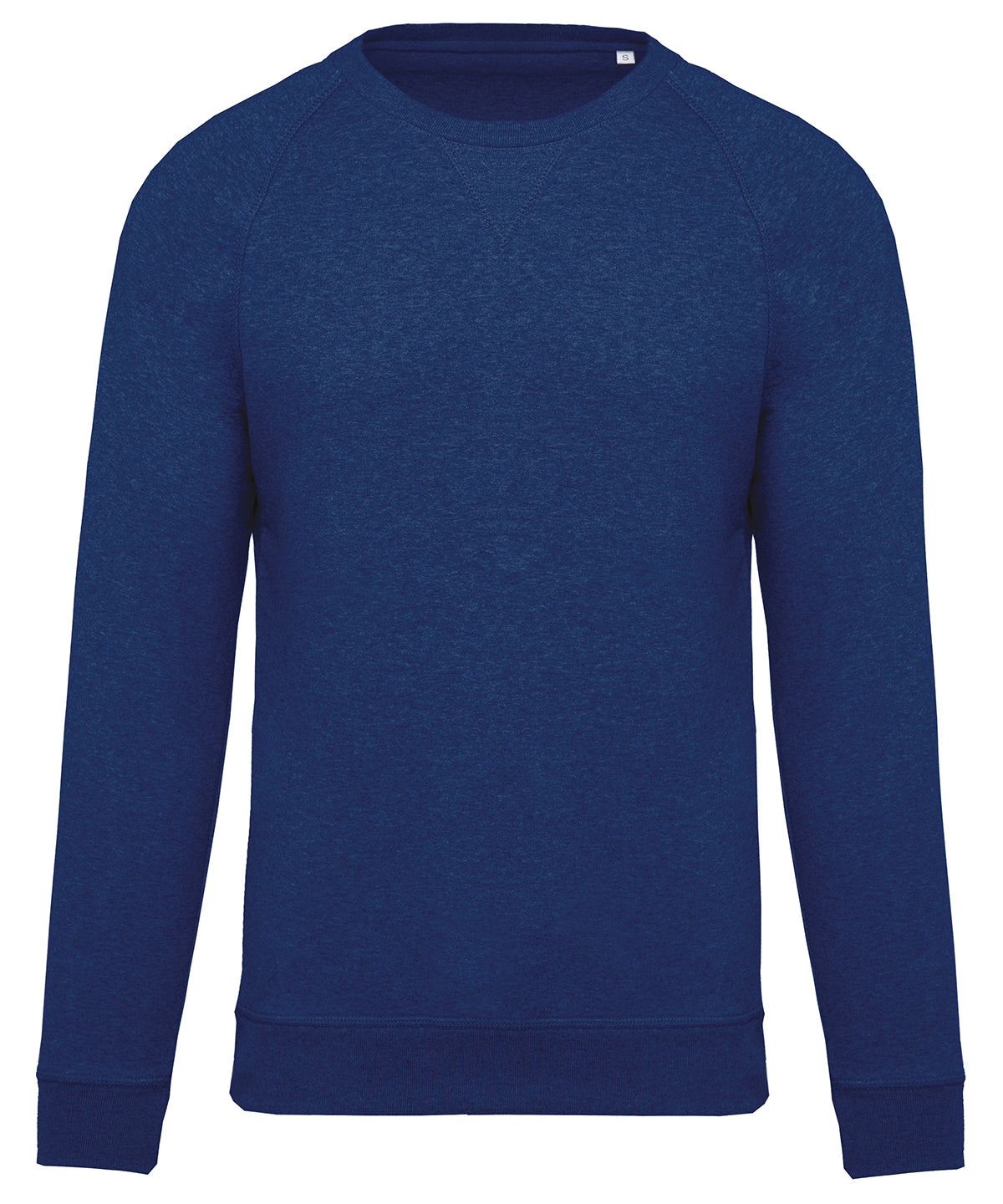 Mens organic cotton crew neck raglan sleeve sweatshirt | Ocean Blue Heather