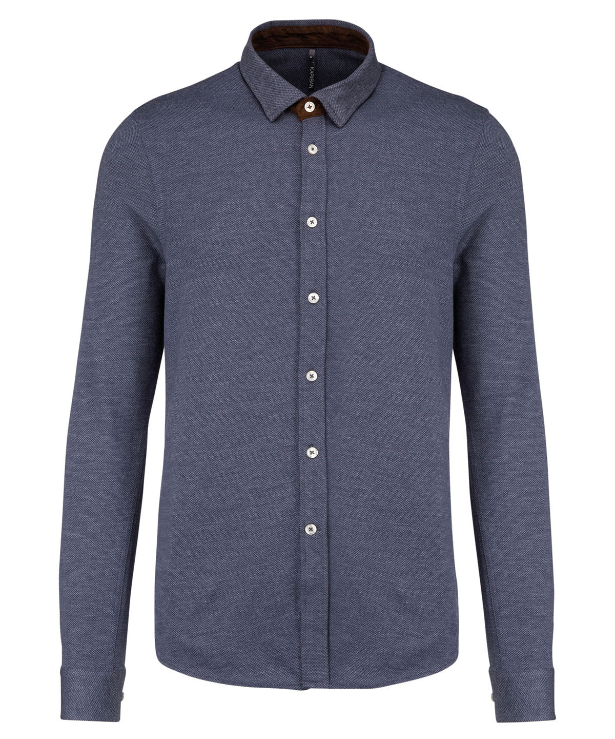 Long-sleeved jacquard knit shirt | Blue