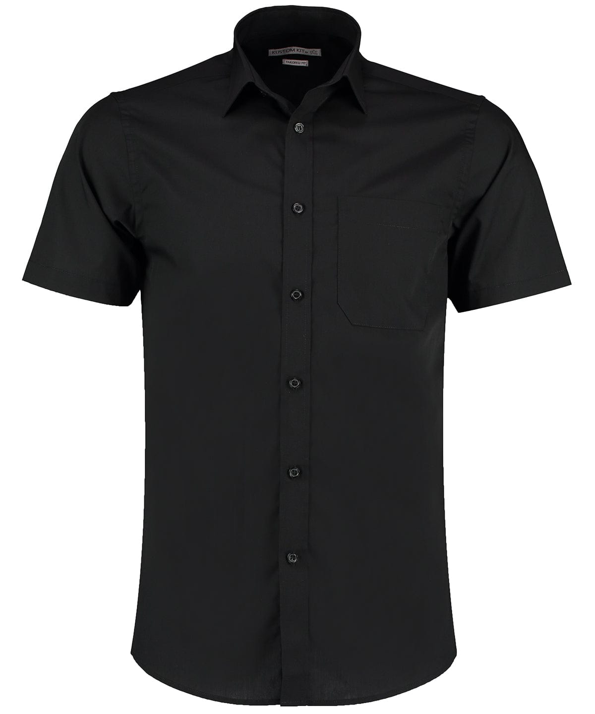 Poplin shirt short-sleeved (tailored fit) | Black*