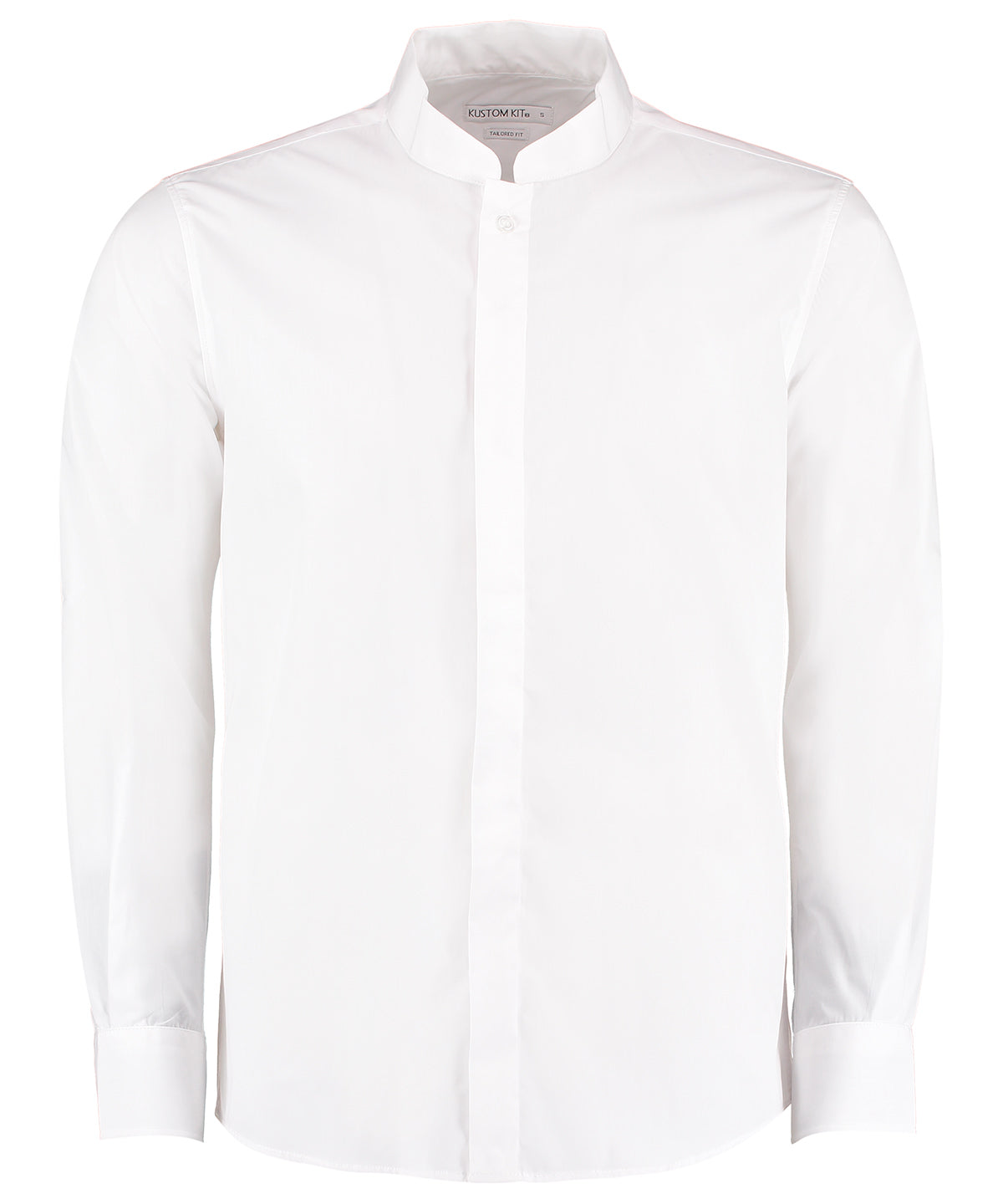 Mandarin collar shirt long-sleeved (tailored fit) | white