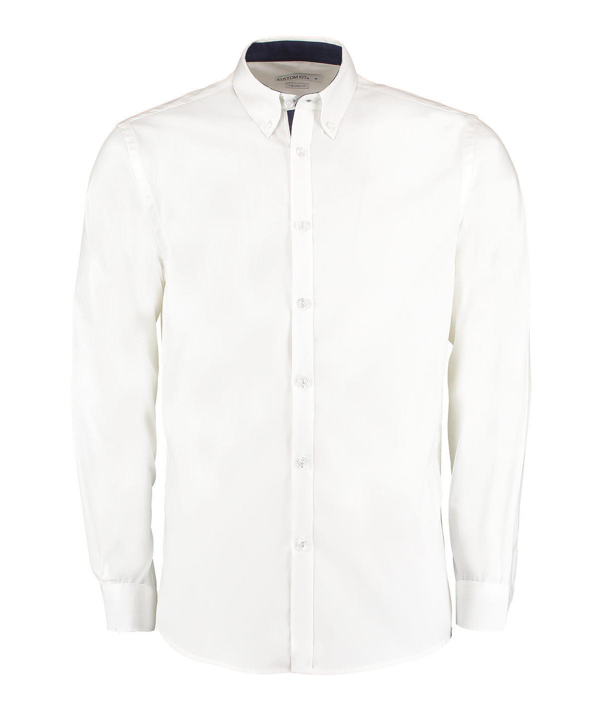 Contrast premium Oxford shirt (button-down collar) long-sleeved (tailored fit) | white/navy