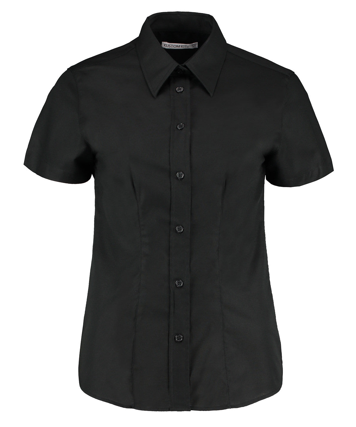 Womens workplace Oxford blouse short-sleeved (tailored fit) | Black