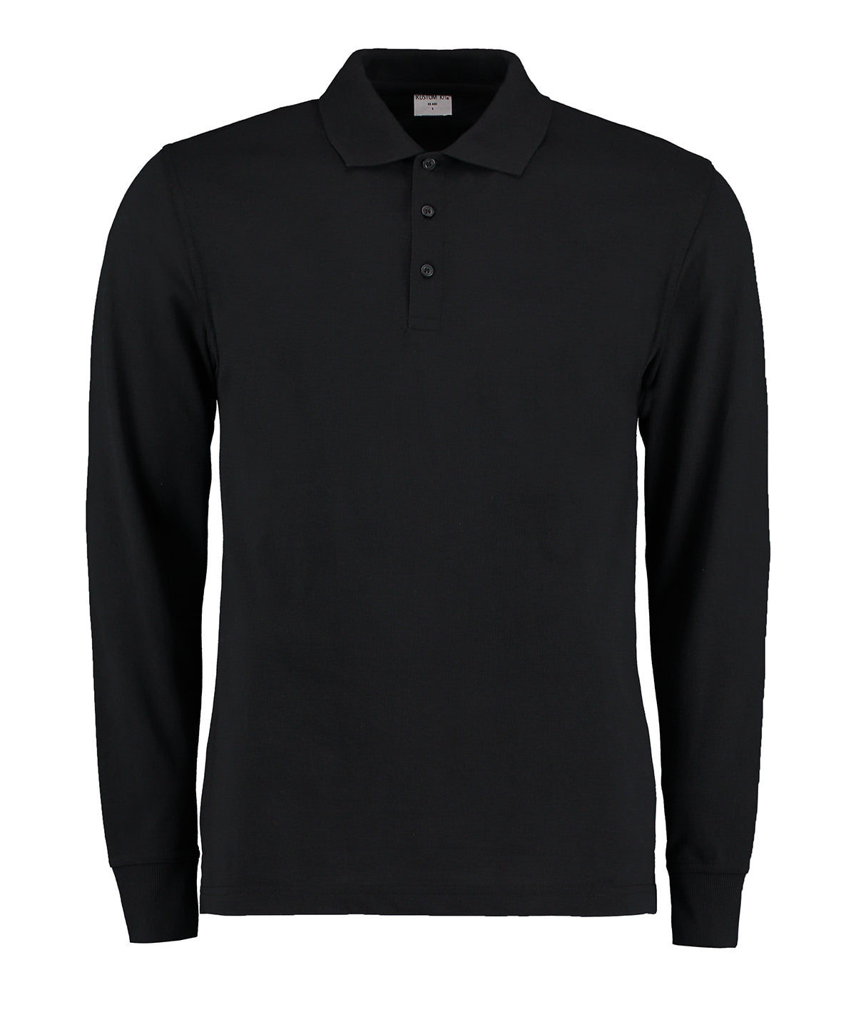 Piqu polo long-sleeved (classic fit) | black