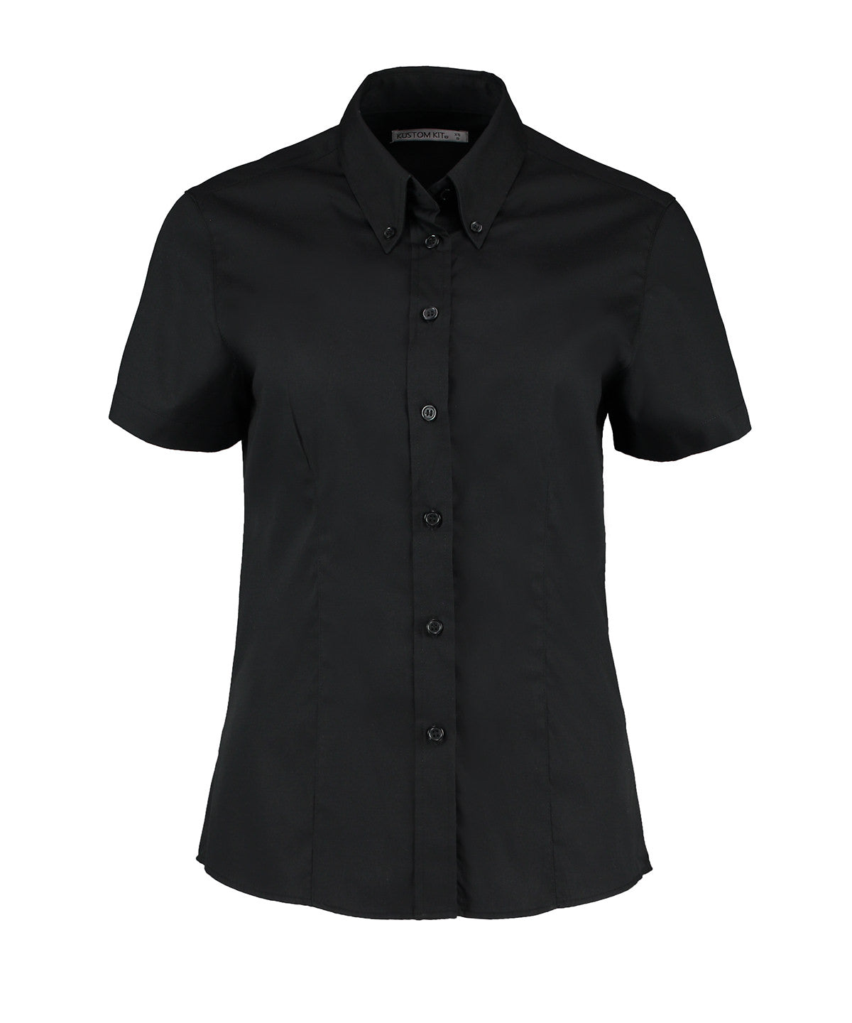 Womens corporate Oxford blouse short-sleeved (tailored fit) | Black