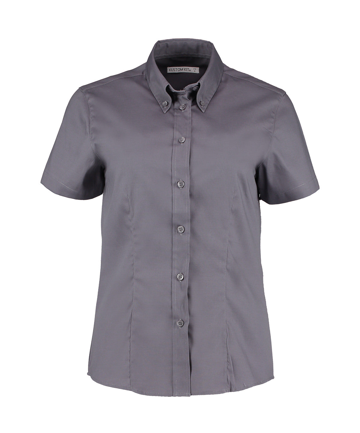 Womens corporate Oxford blouse short-sleeved (tailored fit) | charcoal