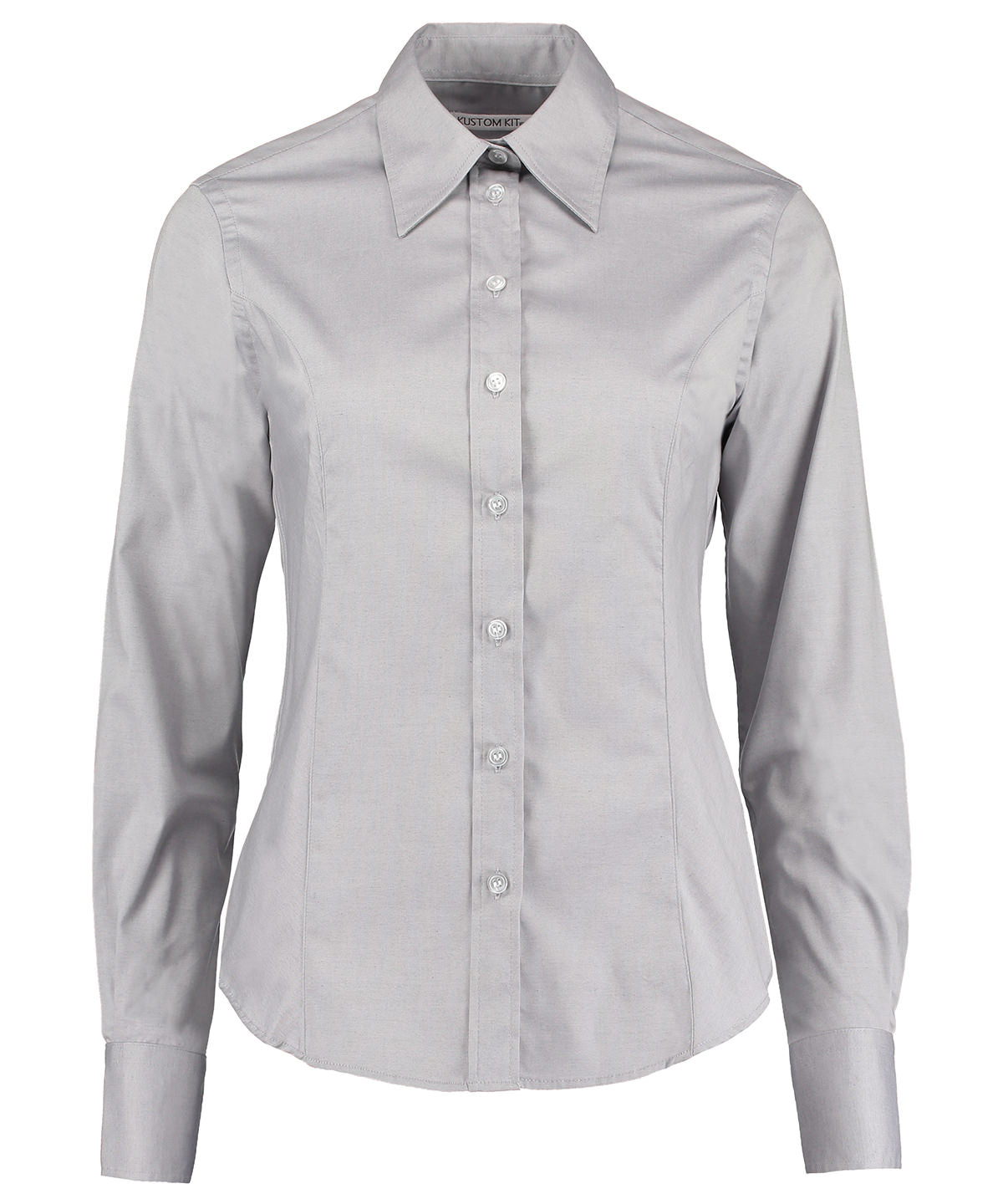 Womens corporate Oxford blouse long-sleeved (tailored fit) | silver grey