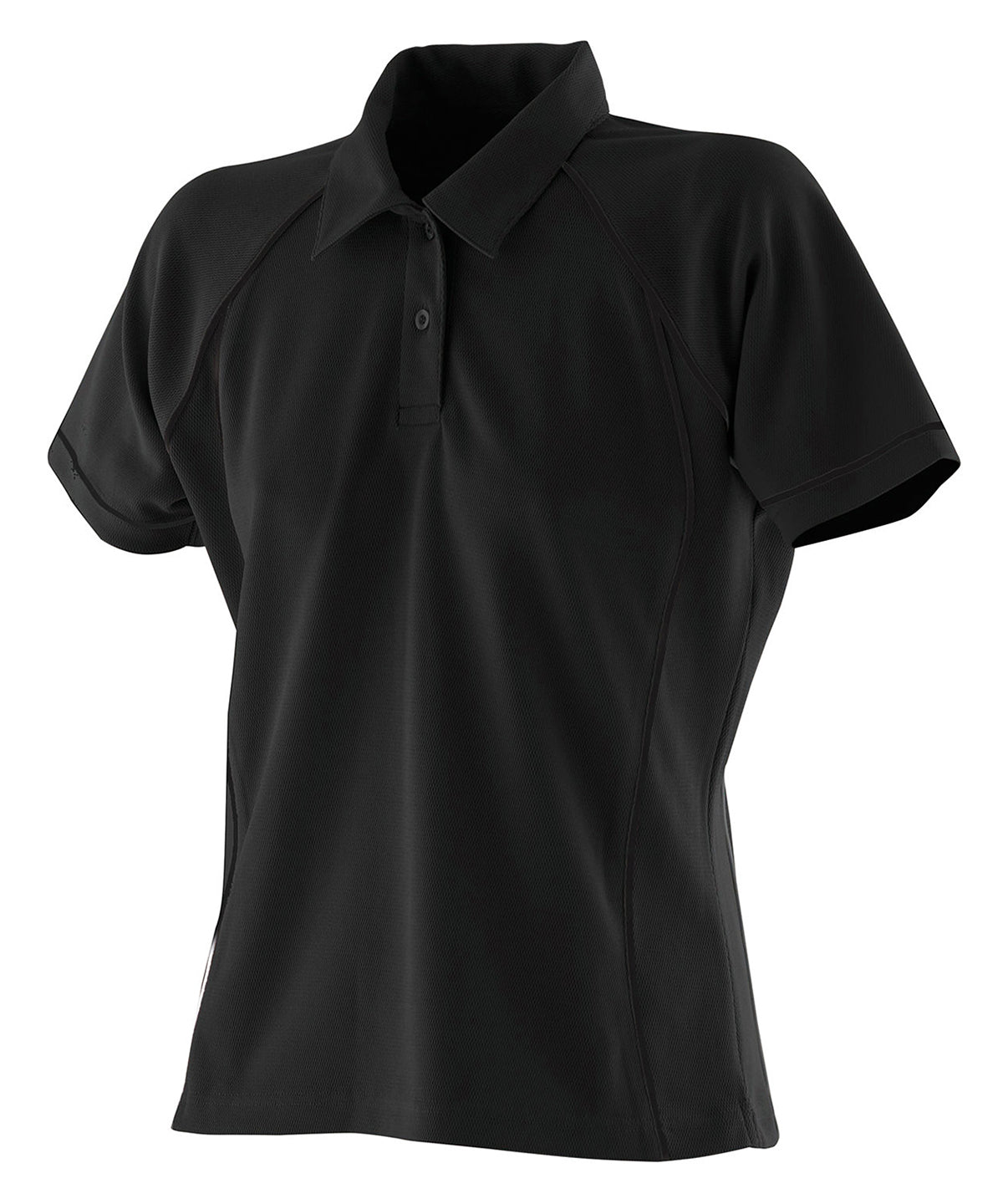 Womens piped performance polo | black/black