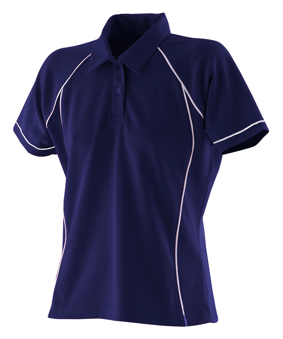 Womens piped performance polo | navy/white