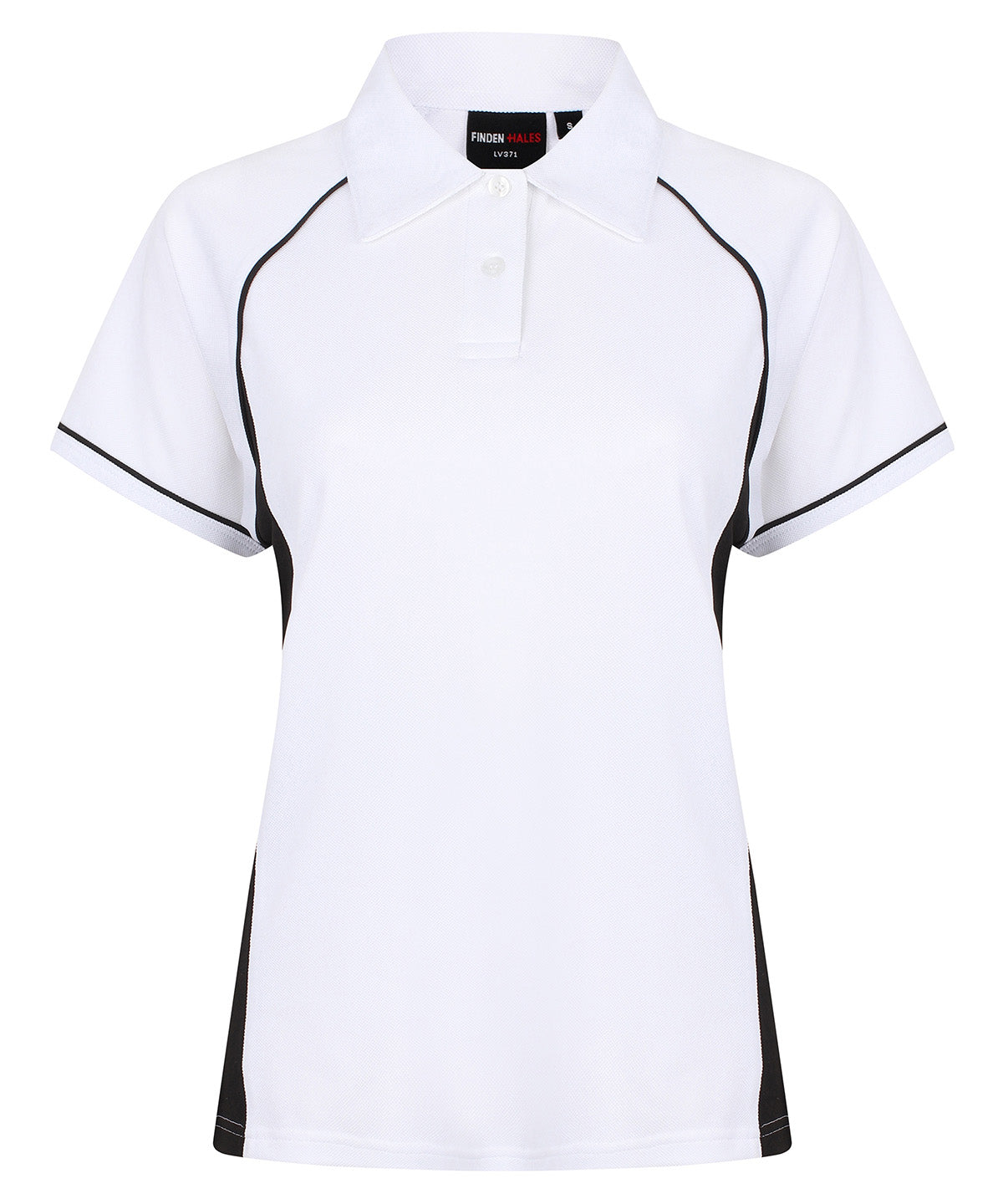 Womens piped performance polo | White/Black/Black