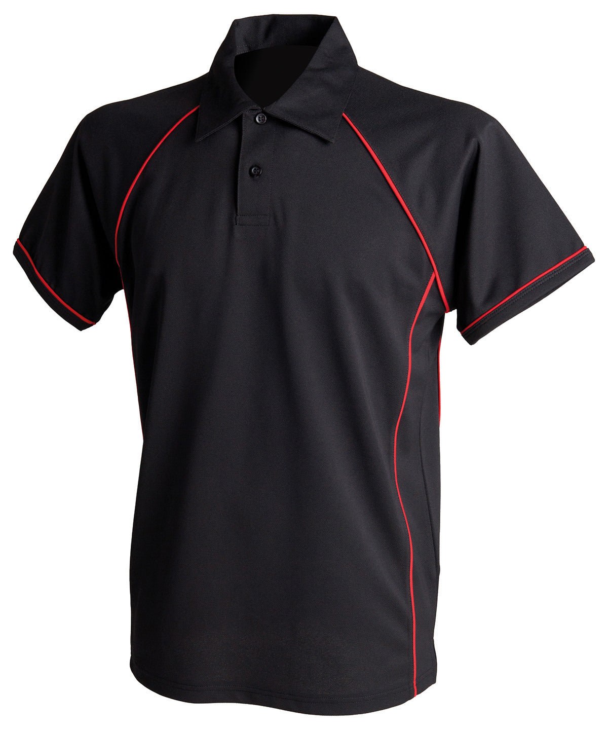 Kids piped performance polo | Black/Red