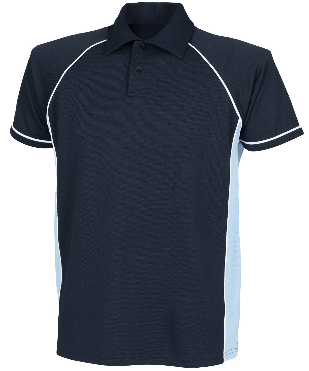Kids piped performance polo | navy/sky/white