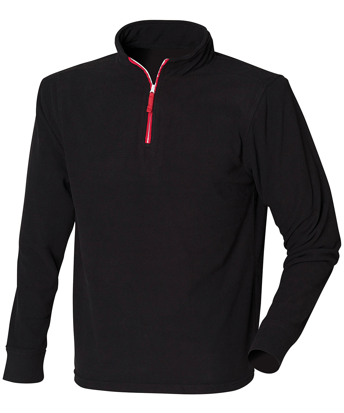 zip long sleeve fleece piped | black/red/white