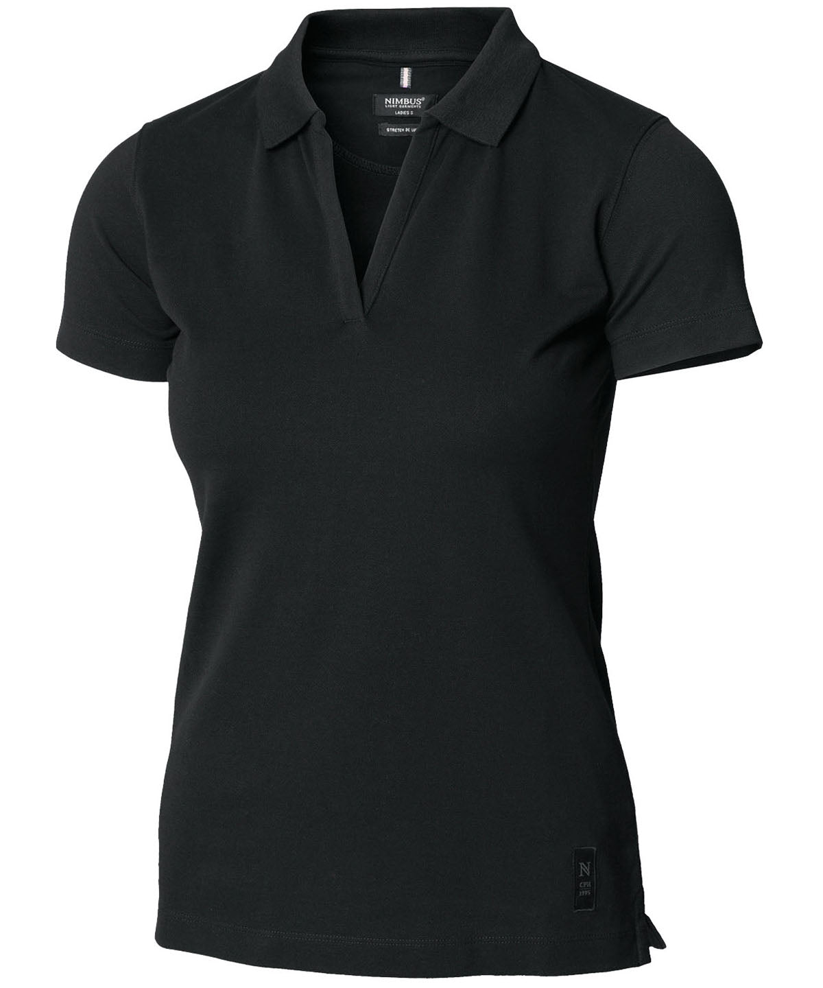 Womens Harvard v-neck  stretch deluxe polo | black