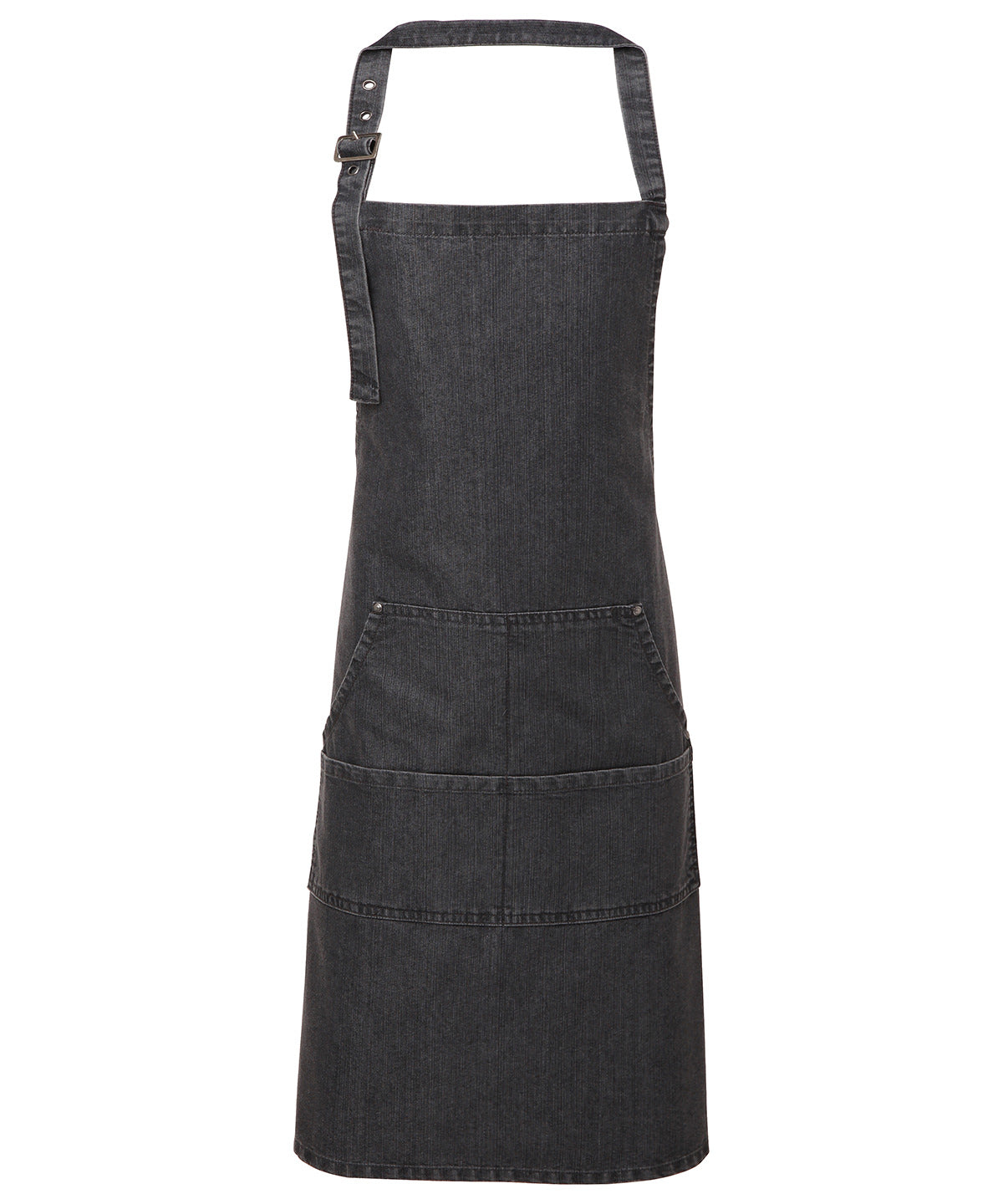 Jeans stitch bib apron | Black Denim