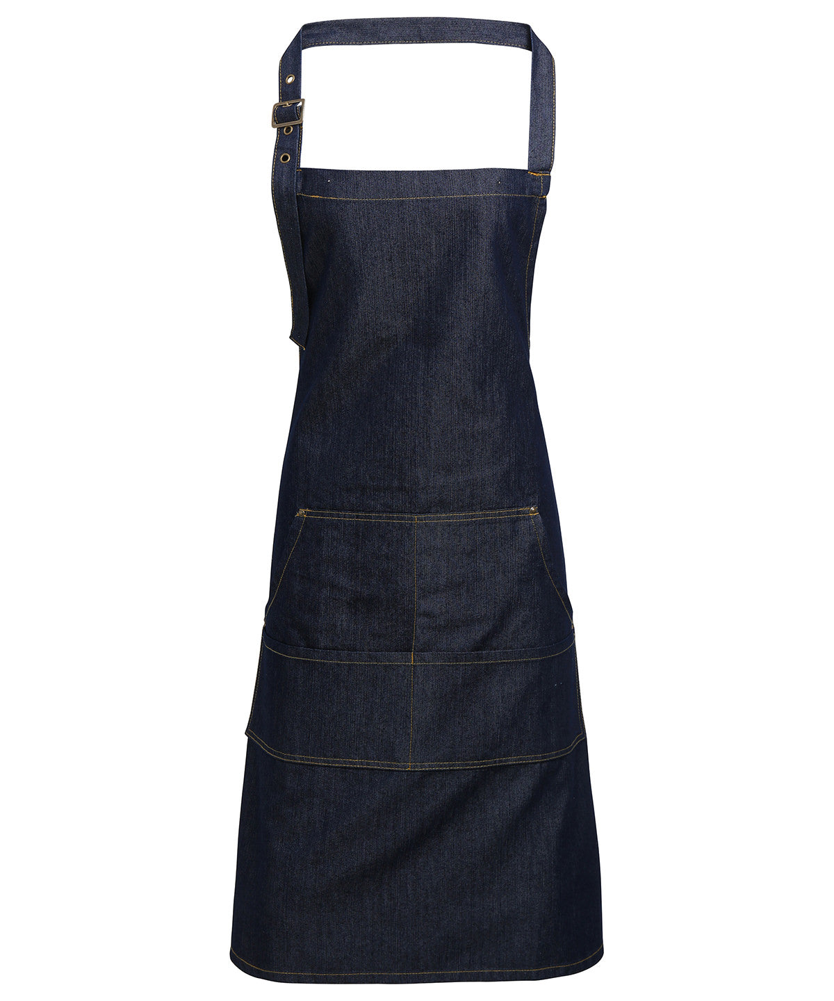 Jeans stitch bib apron | indigo denim