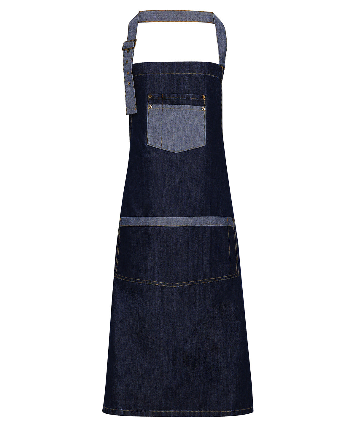 Domain contrast denim bib apron | indigo denim
