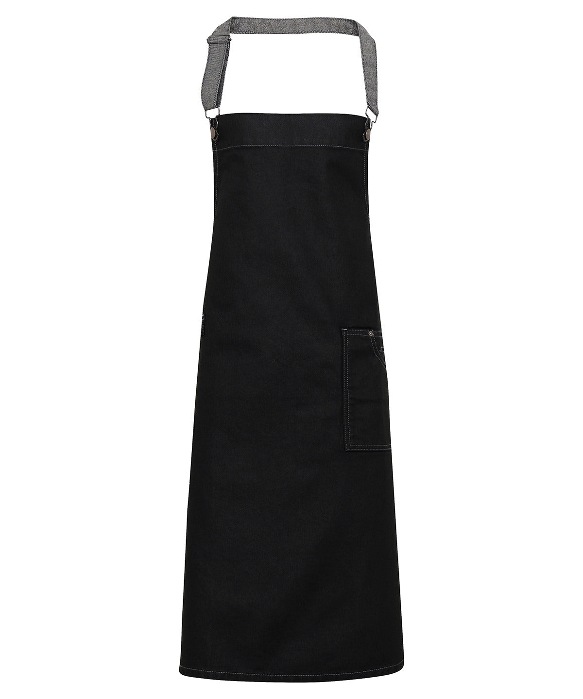 District waxed-look denim bib apron | Black Denim