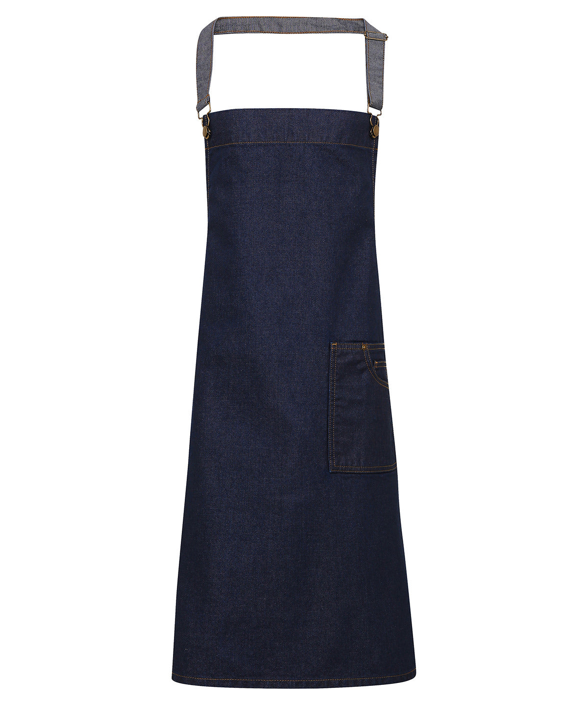 District waxed-look denim bib apron | indigo denim