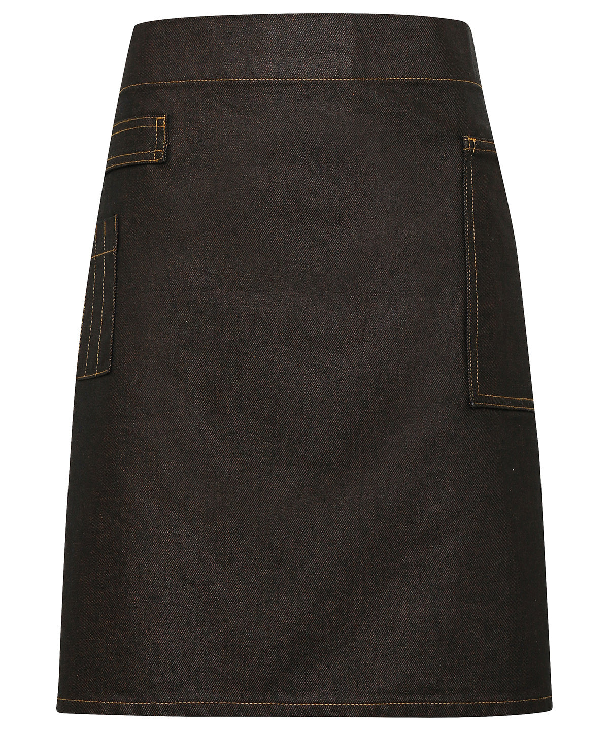 Division waxed-look denim waist apron | Black/Tan Denim