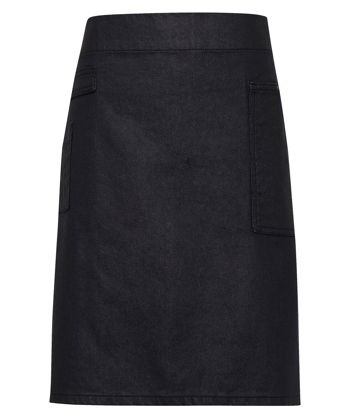 Division waxed-look denim waist apron | indigo/brown denim