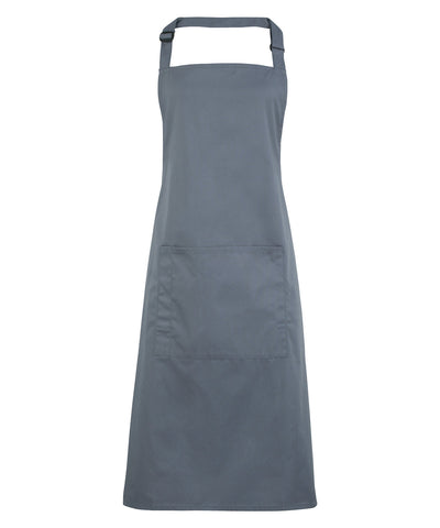 Colours bib apron with pocket | steel