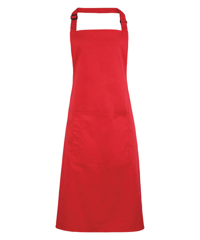 Colours bib apron with pocket | strawberry red