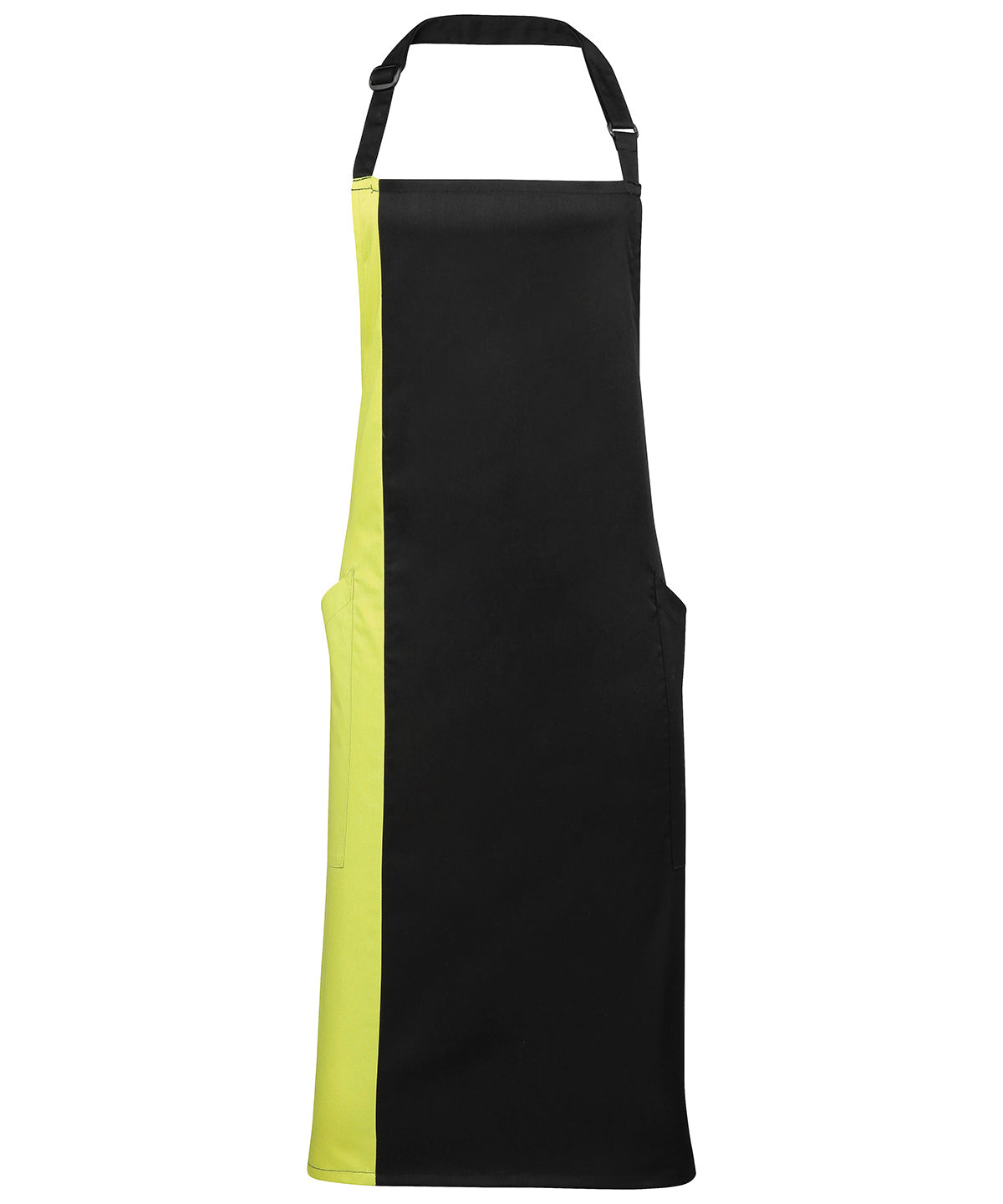 Contrast bib apron | black/lime