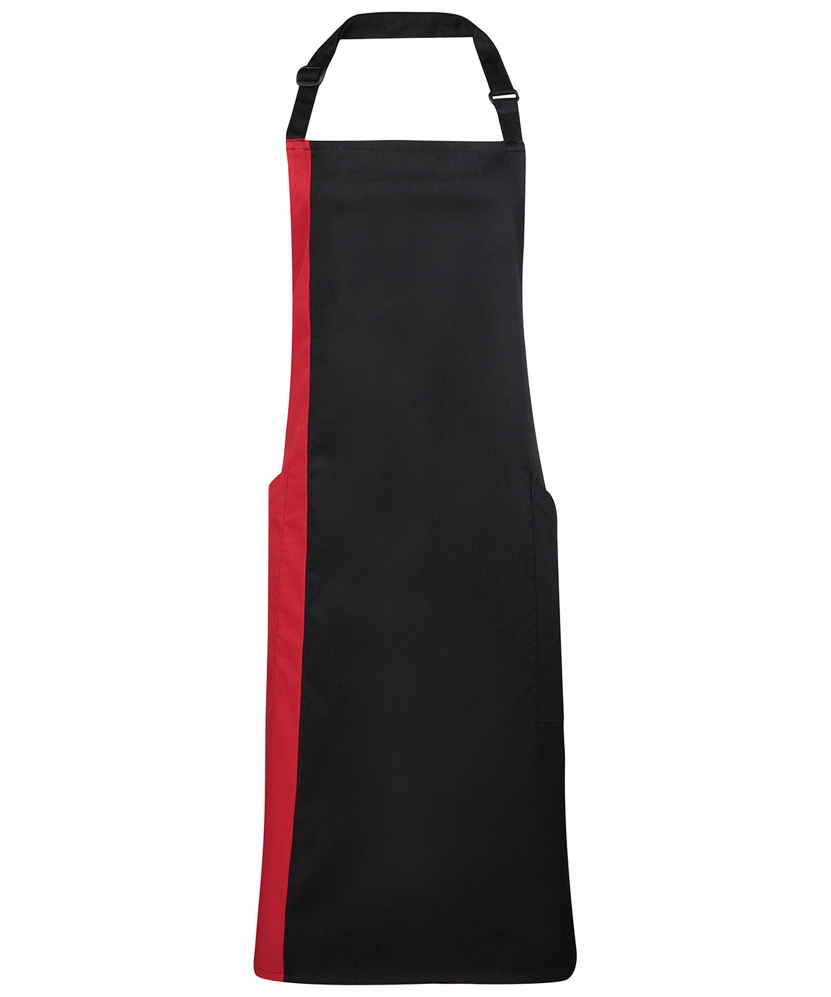 Contrast bib apron | black/red
