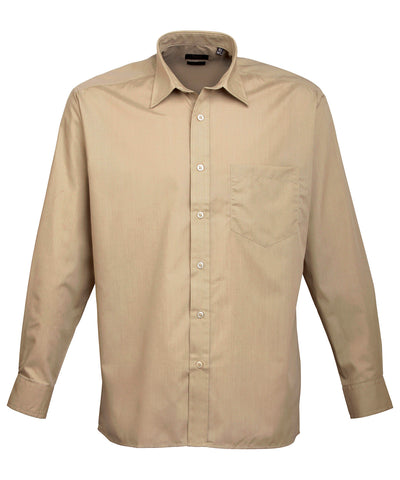 Long sleeve poplin shirt | Khaki