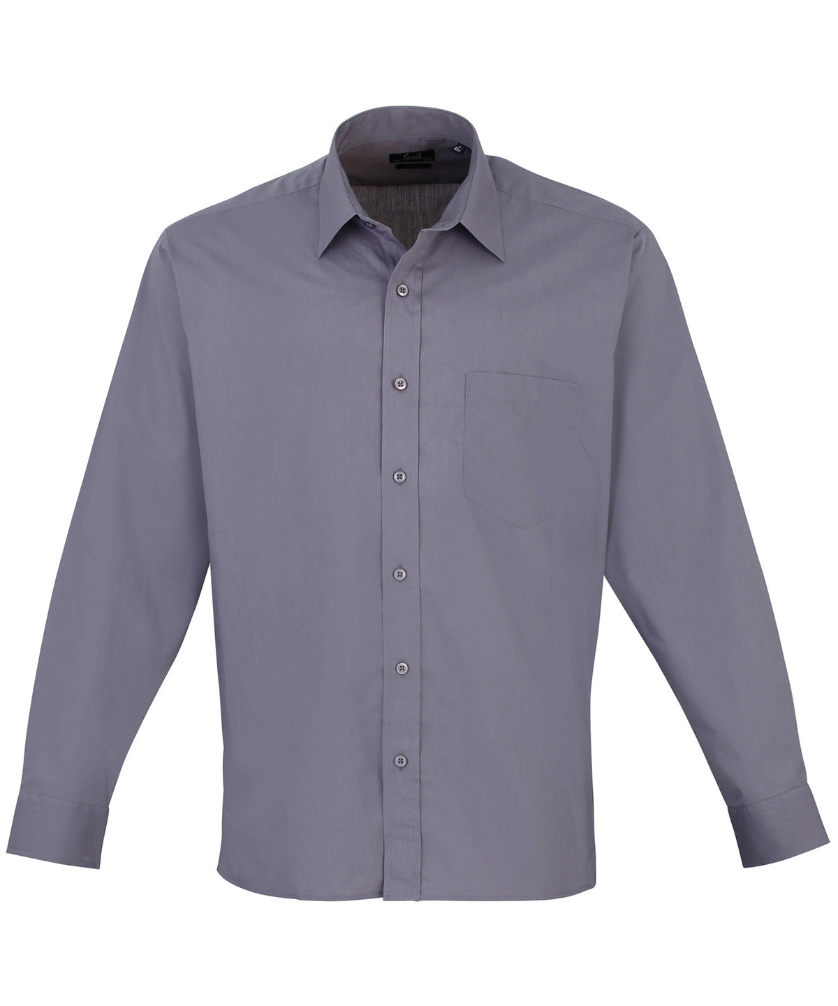 Long sleeve poplin shirt | Steel*