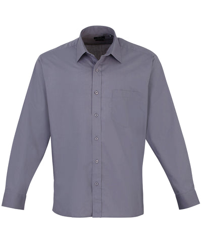 Long sleeve poplin shirt | Steel*