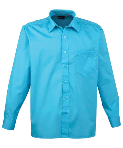 Long sleeve poplin shirt | Turquoise*
