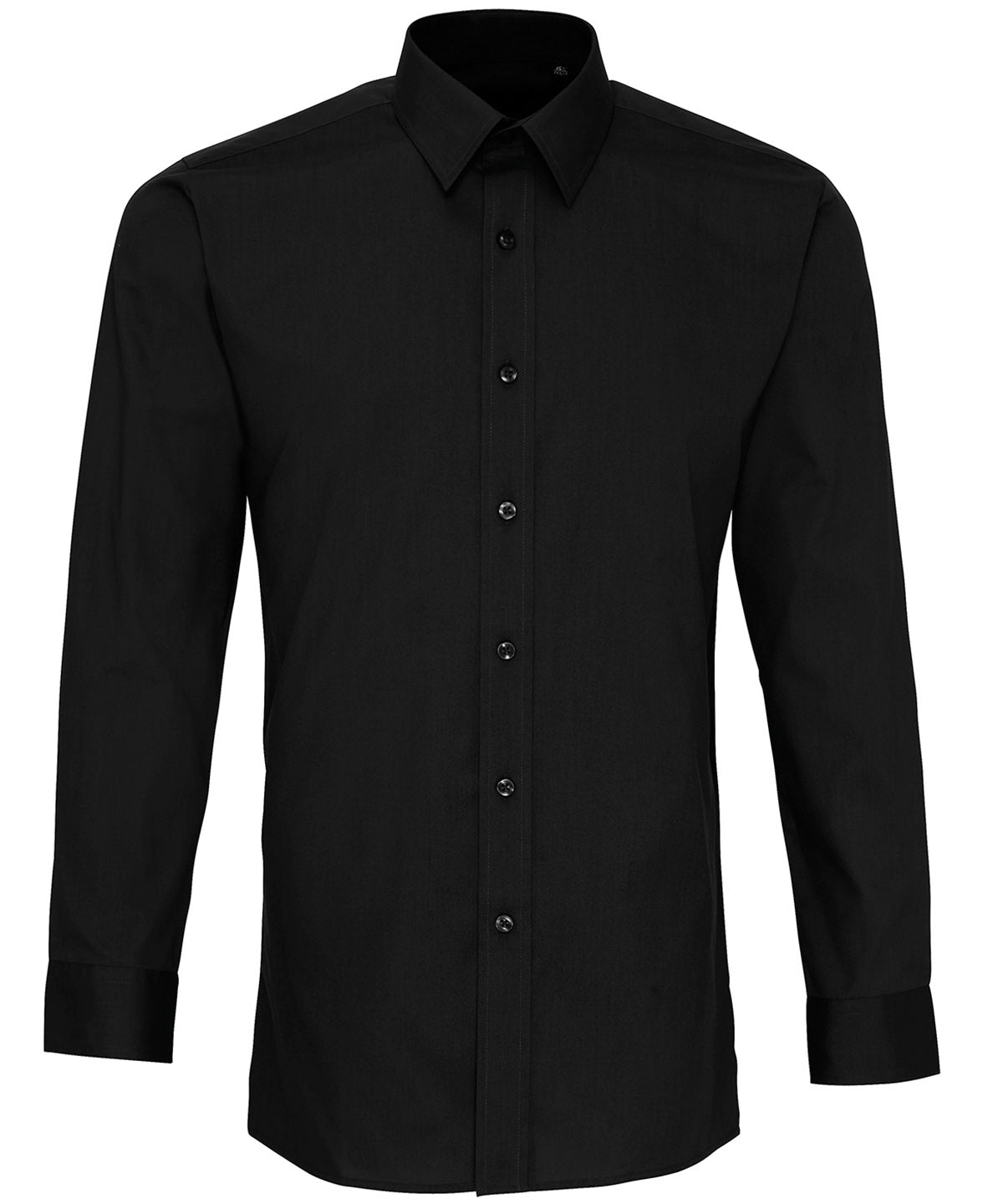 Poplin fitted long sleeve shirt | Black