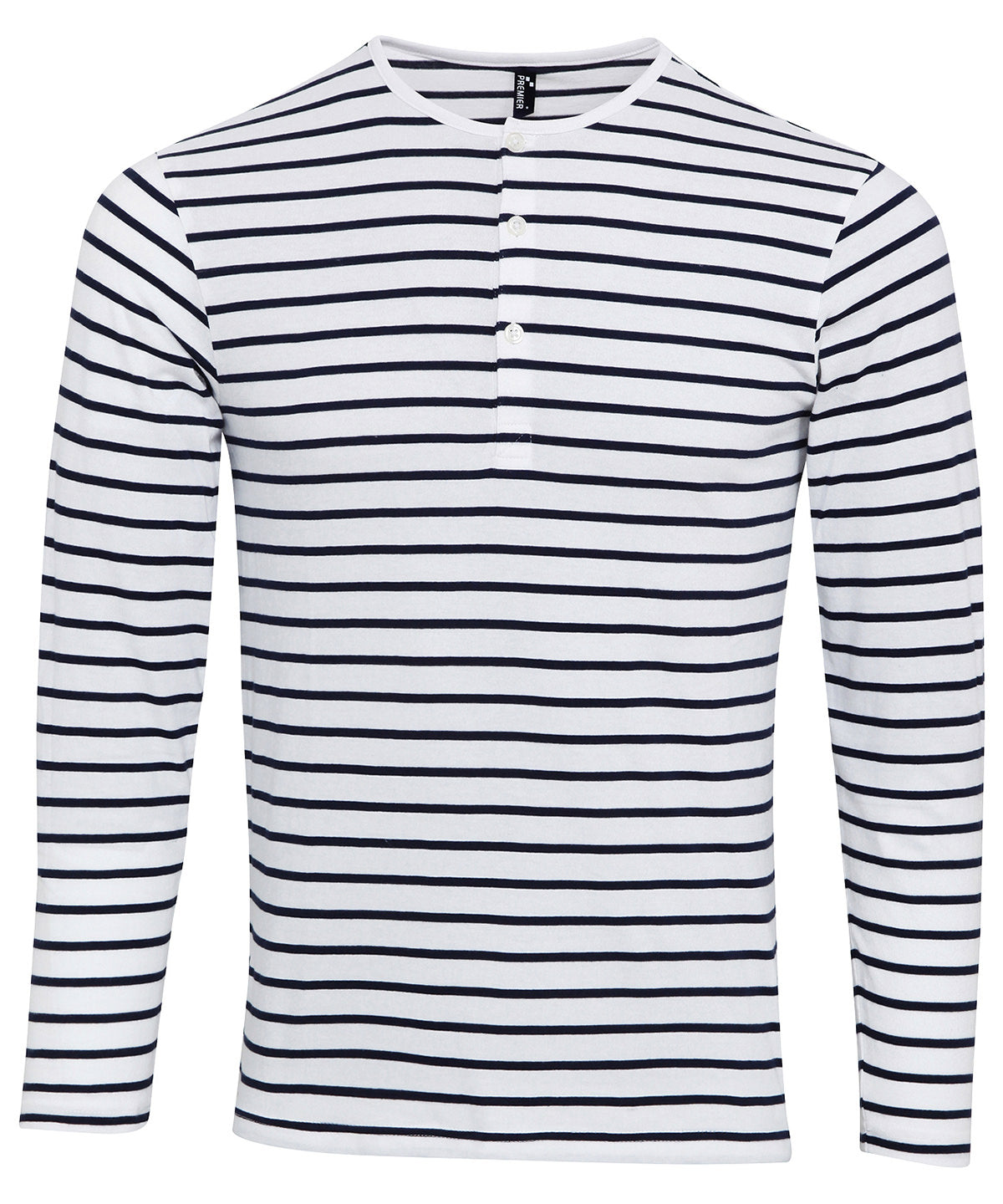 Long John roll-sleeve tee | white/navy