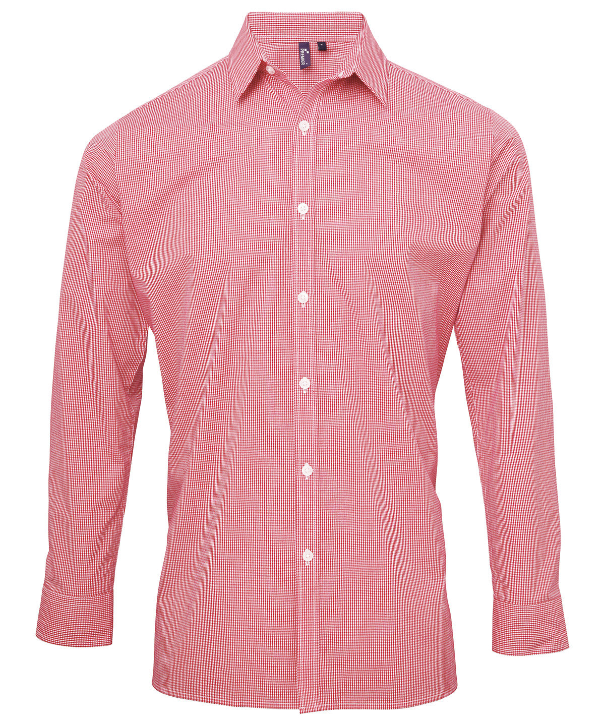 Microcheck (Gingham) long sleeve cotton shirt | red/white