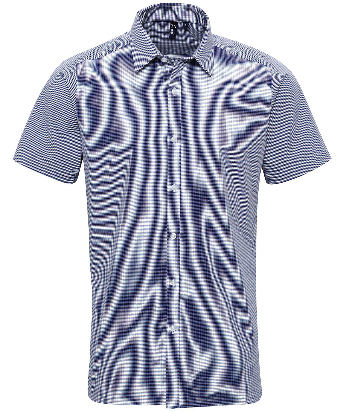 Microcheck (Gingham) short sleeve cotton shirt | navy/white