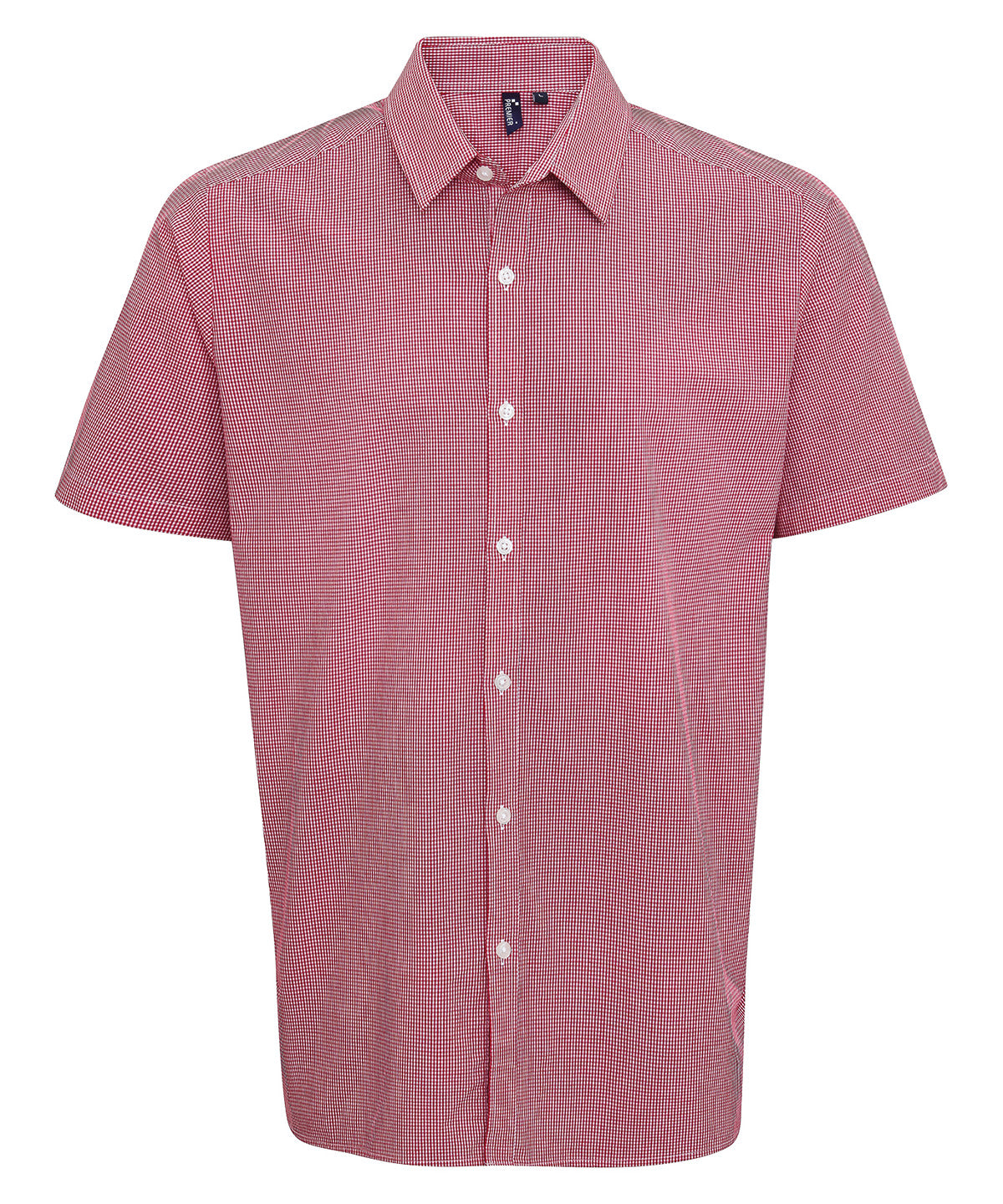 Microcheck (Gingham) short sleeve cotton shirt | red/white