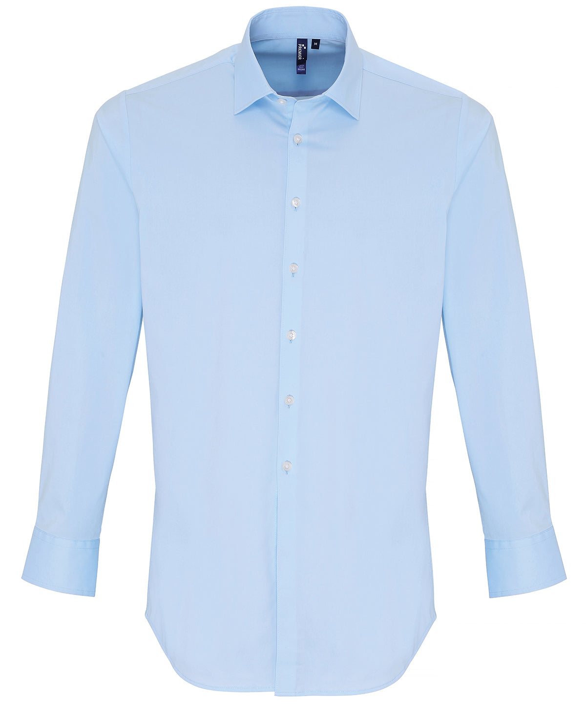 Stretch fit cotton poplin long sleeve shirt | pale blue