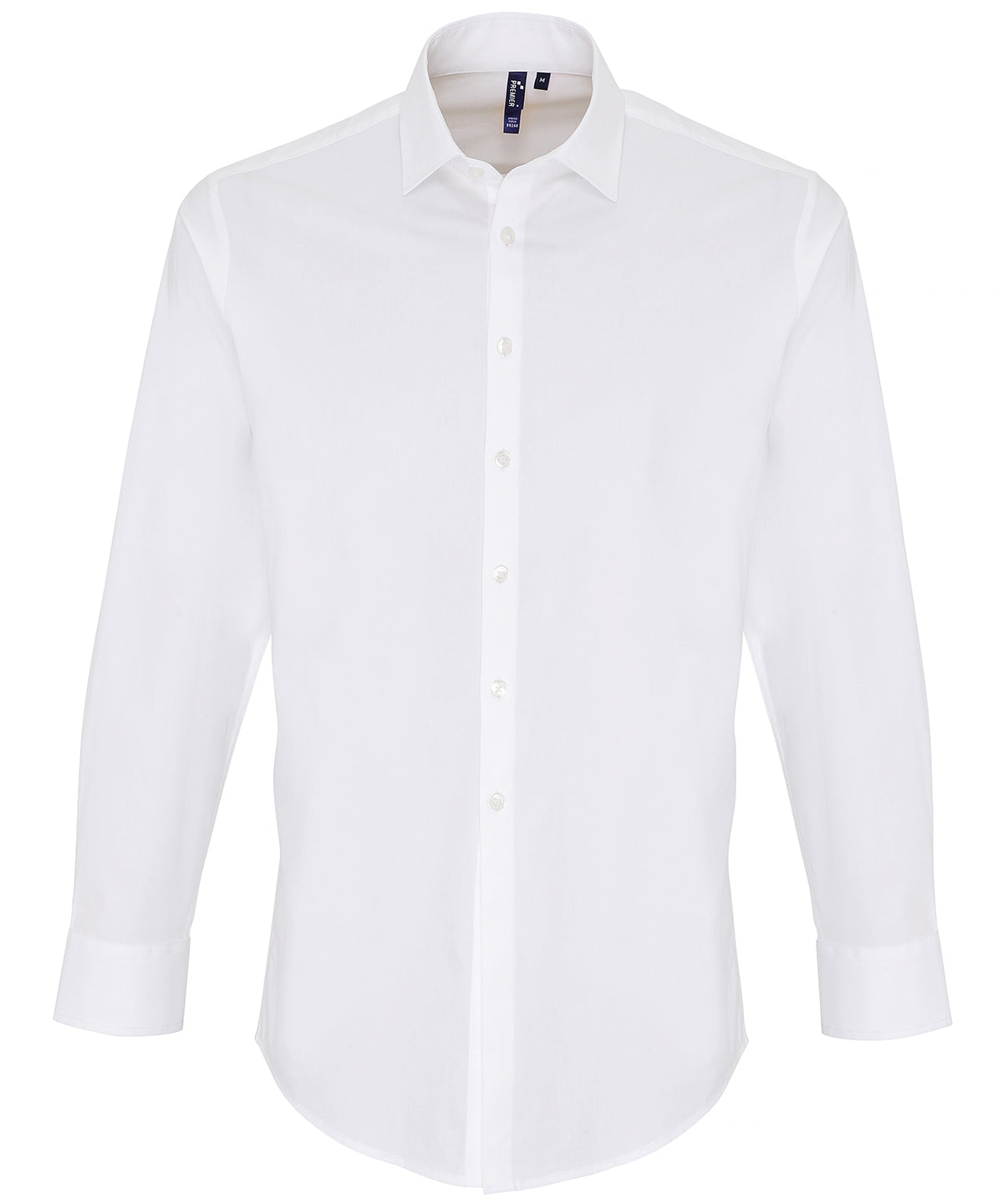 Stretch fit cotton poplin long sleeve shirt | white