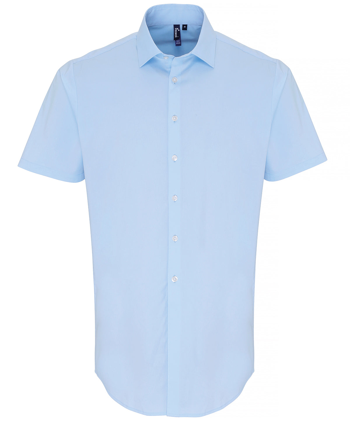 Stretch fit cotton poplin short sleeve shirt | pale blue