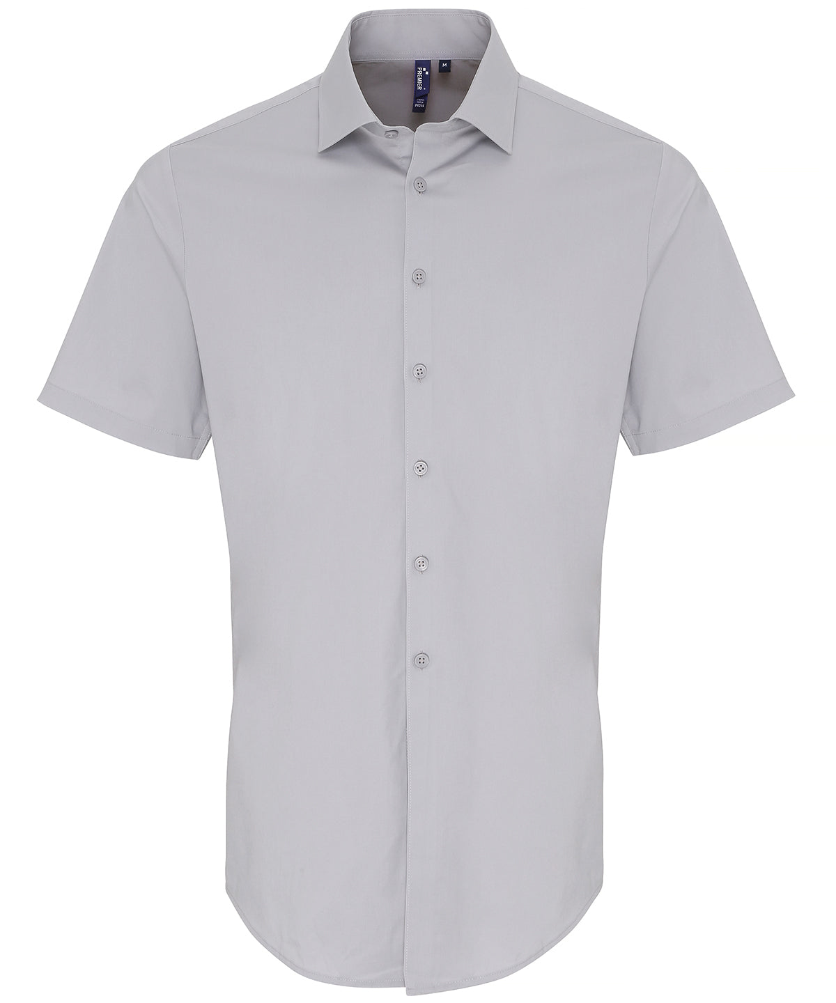 Stretch fit cotton poplin short sleeve shirt | silver