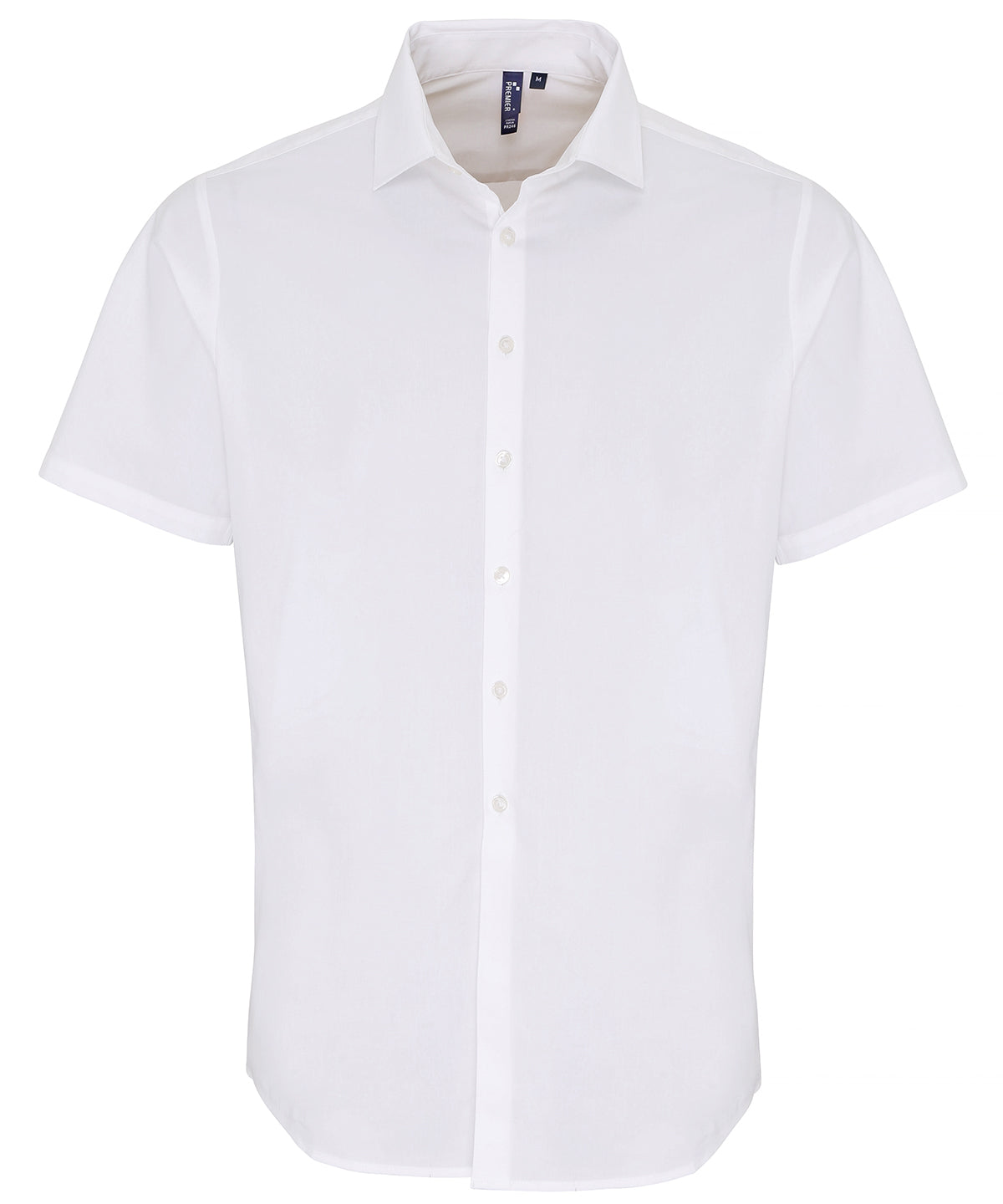 Stretch fit cotton poplin short sleeve shirt | white