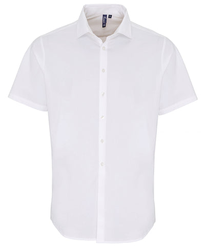 Stretch fit cotton poplin short sleeve shirt | white