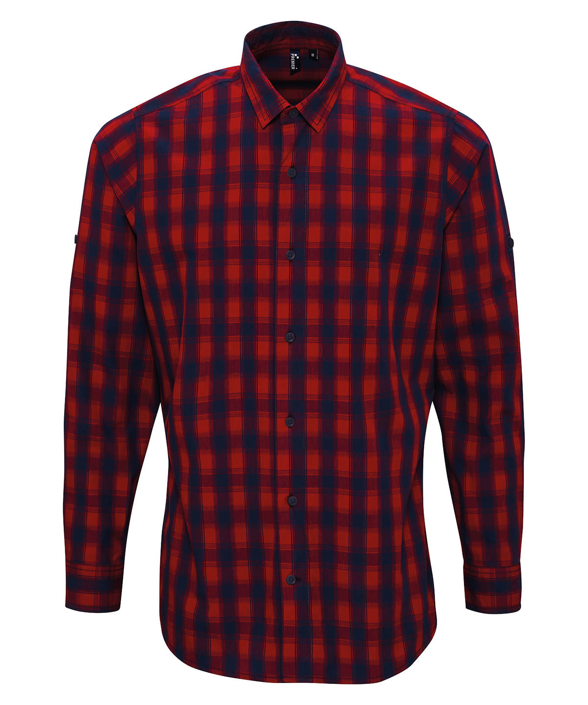 Mulligan check cotton long sleeve shirt | red/navy