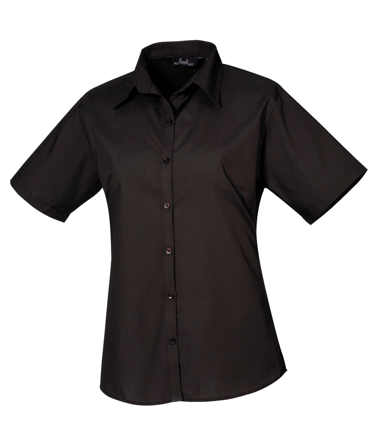 Womens short sleeve poplin blouse | Black