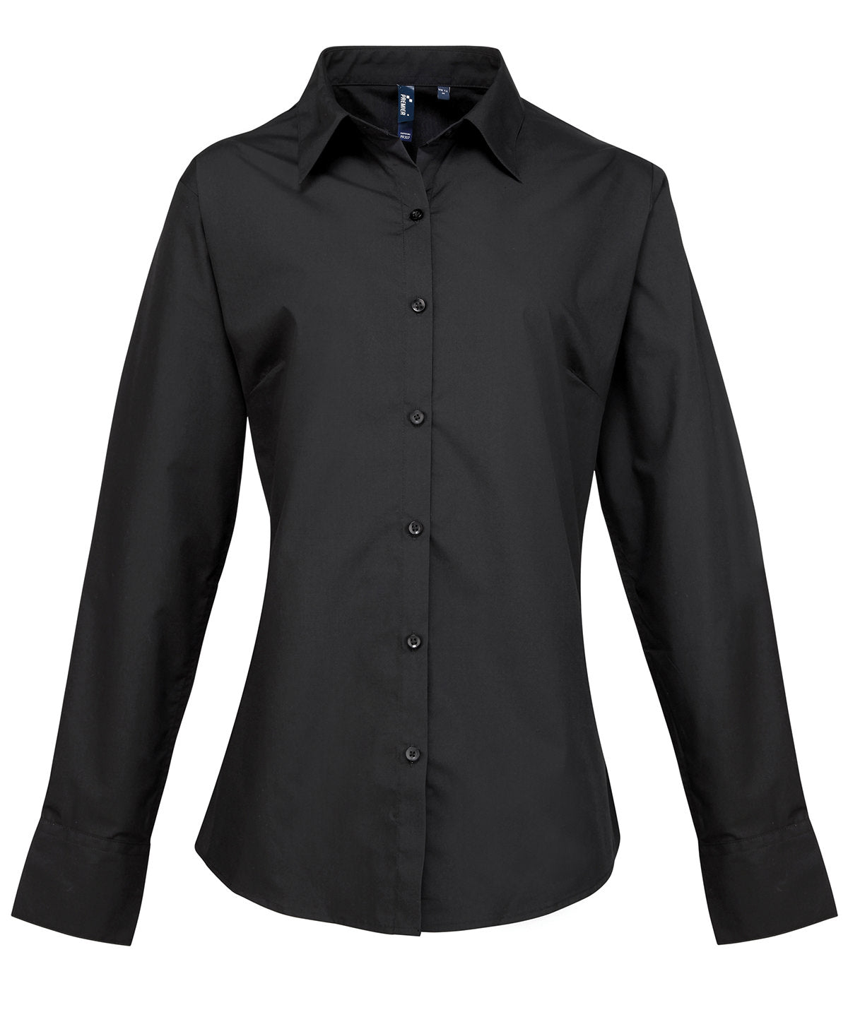 Womens supreme poplin long sleeve shirt | Black