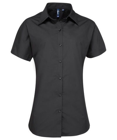 Womens supreme poplin short sleeve shirt | black